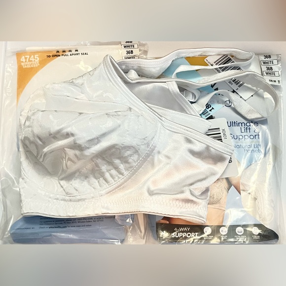 NWT 2 Playtex 18 Hr Ultimate Lift & Support Bra natural lift panels 36B white - Picture 2 of 5